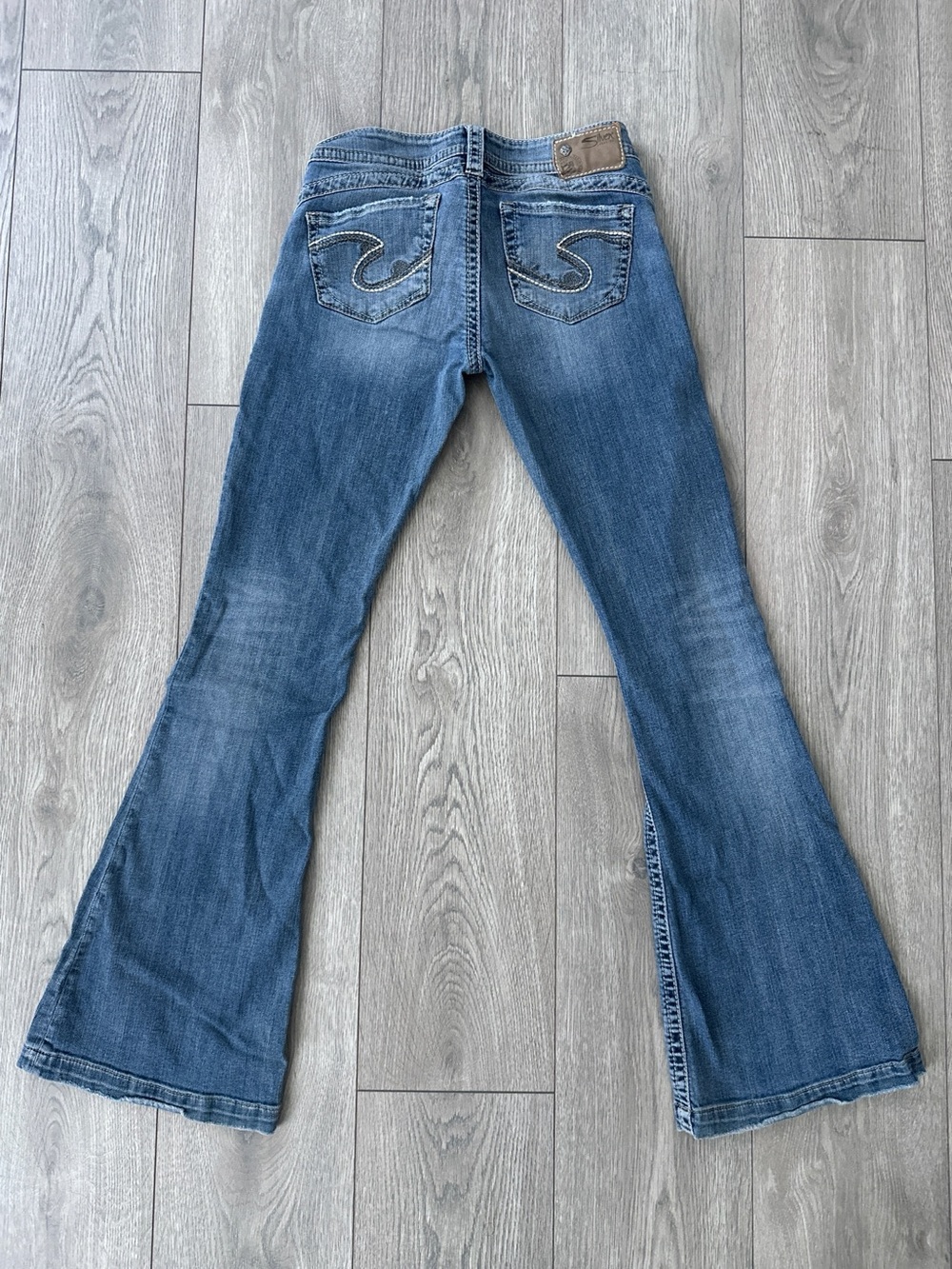 y2k flare silver camden rose bell light wash jeans